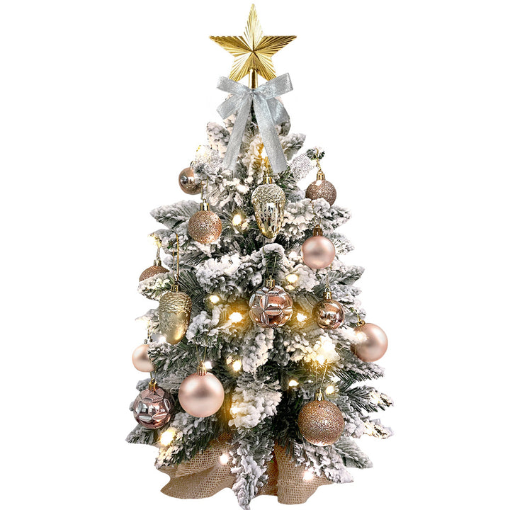 2ft Mini Christmas Tree With Light Artificial Small Tabletop Christmas Decoration With Flocked Snow, Exquisite Decor &amp; Xmas Ornaments For Table Top For Home &amp; Office
