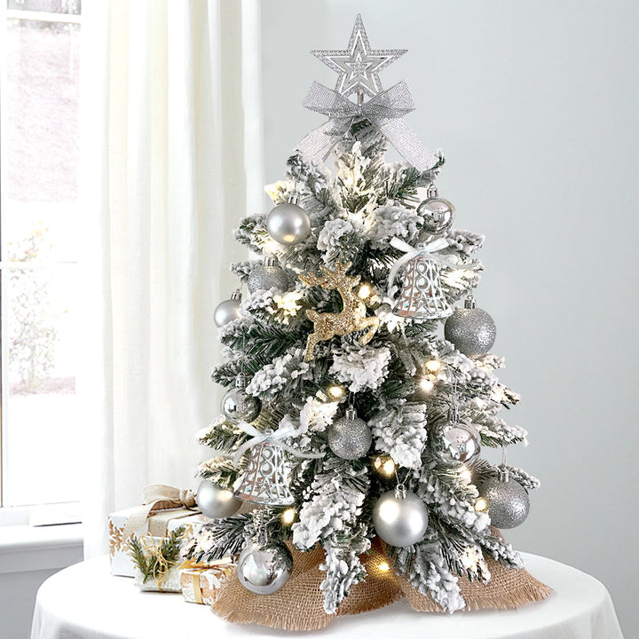 2ft Mini Christmas Tree With Light Artificial Small Tabletop Christmas Decoration With Flocked Snow, Exquisite Decor &amp; Xmas Ornaments For Table Top For Home &amp; Office