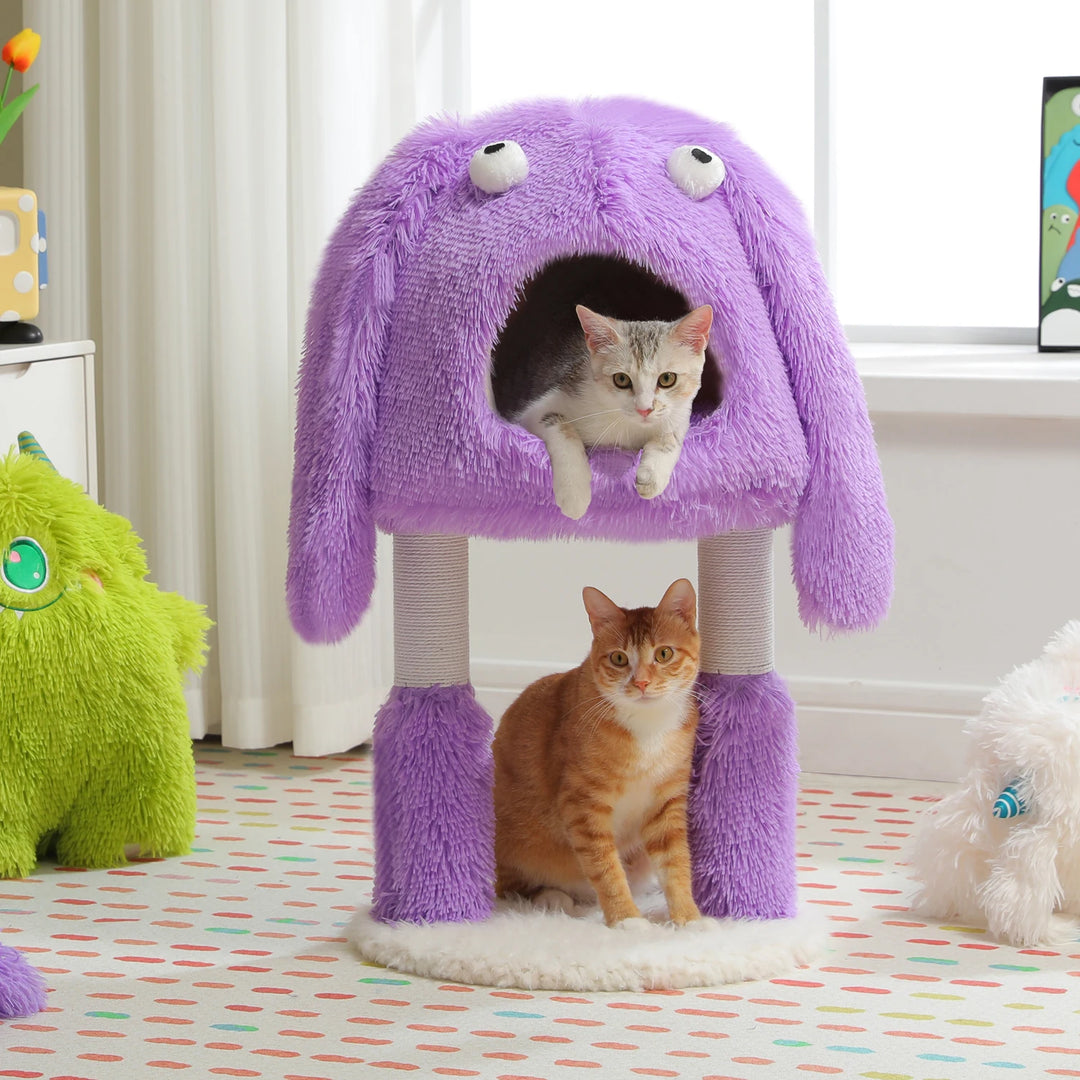 2-in-1 Monster-Themed Cat Tree with Sisal Scratching Posts and Large Condo