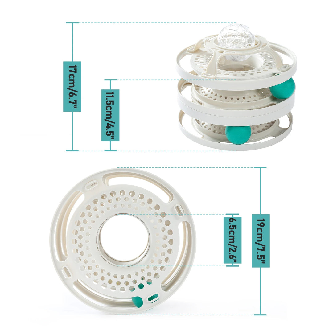 Interactive Cat Toy Round Tower with Turntable Balls for Active Play and Molar Care