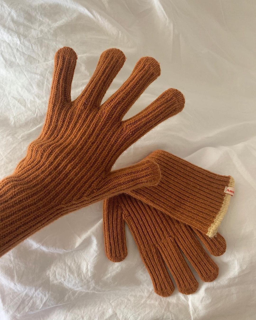 Knitted Contrast Color Wool Five-finger Gloves