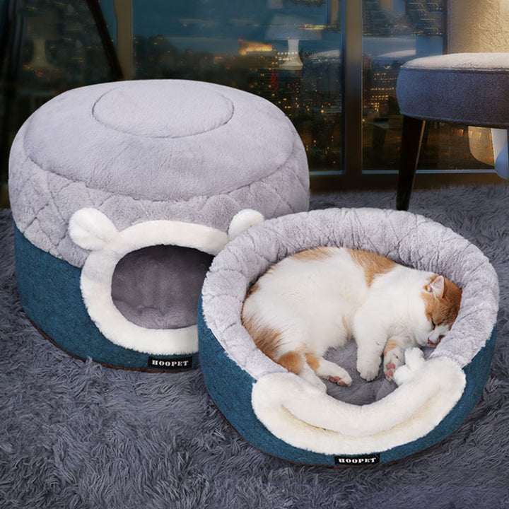 Cozy Convertible Plush Pet Bed & House for Cats and Small Dogs