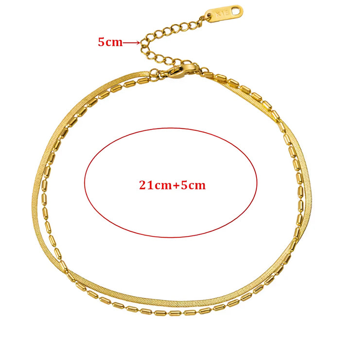 Stainless Steel Double Layer Charm Anklet