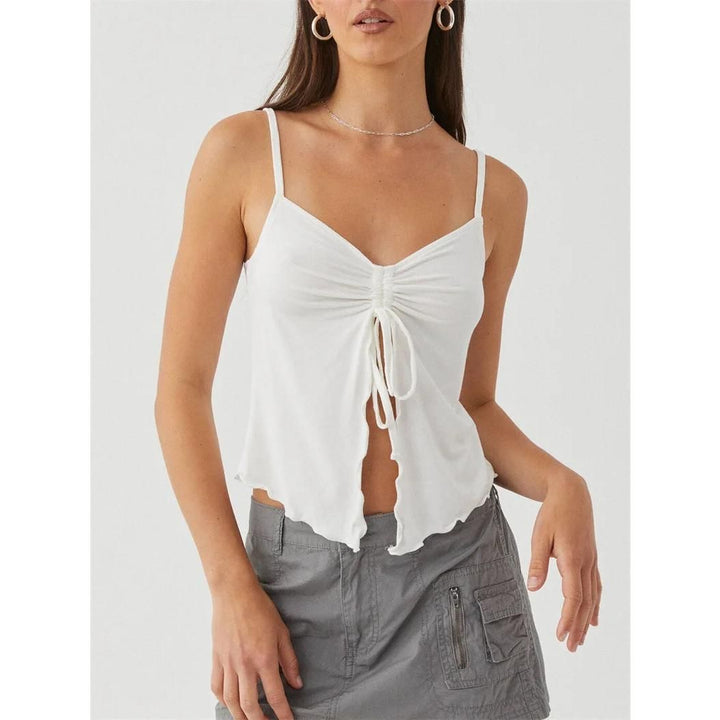Chic Sleeveless Crop Top with Side Bandage Detail