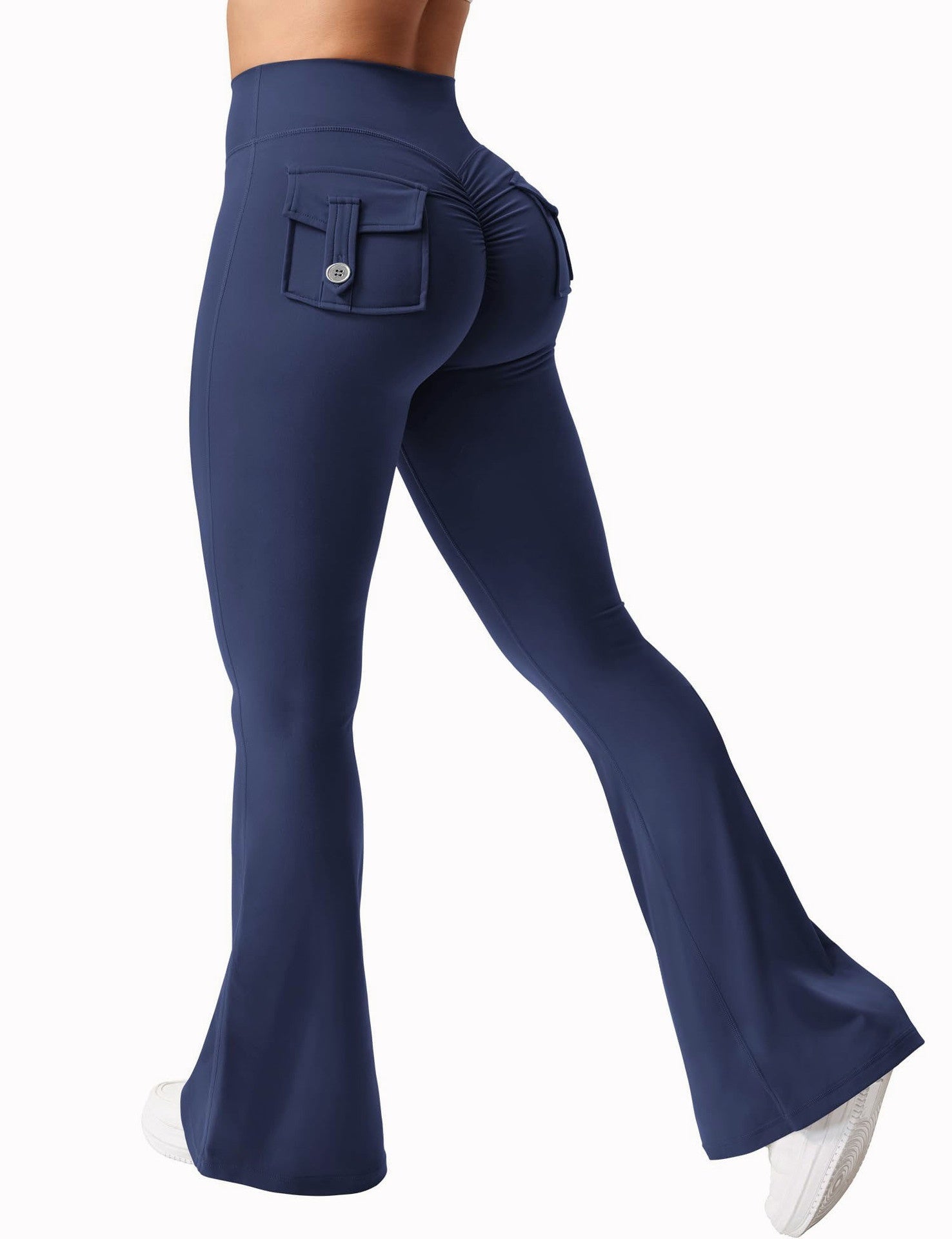 Cargo Pocket Elastic High Waist Workout Women&