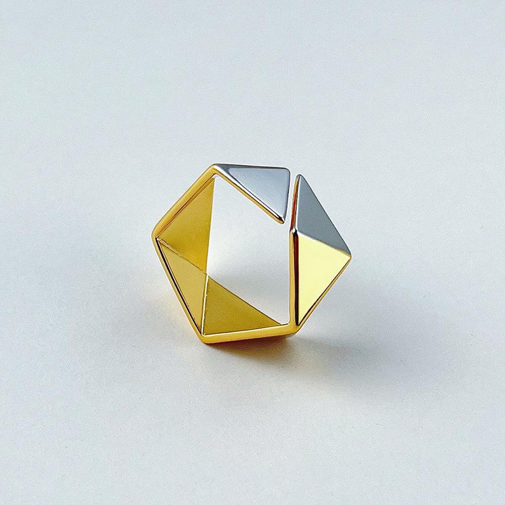 18K Gold Brass Color Matching Meteorite Ring - Trendha