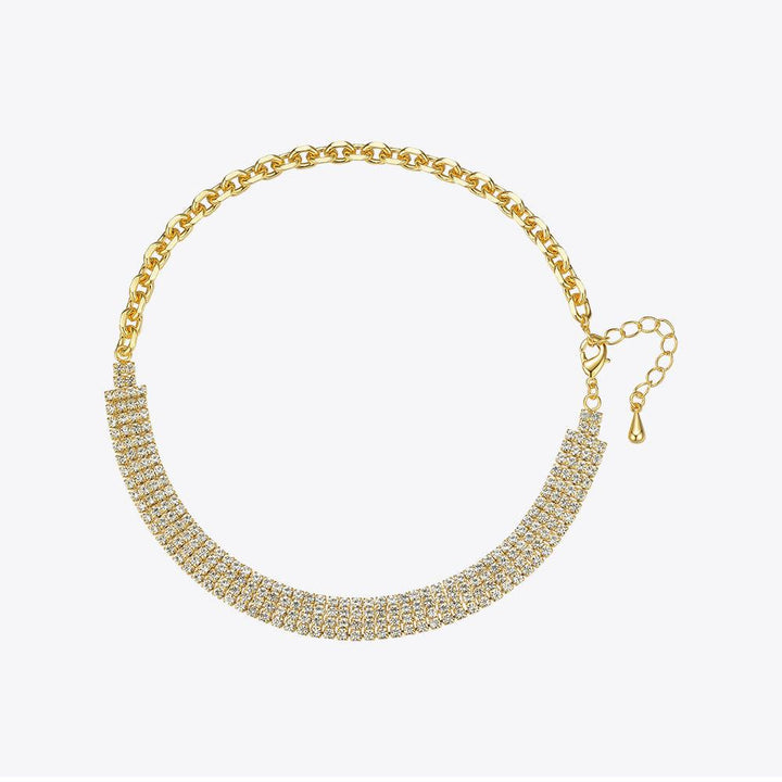 18K Gold Plated Brass Zircon Clavicle Chain - Trendha