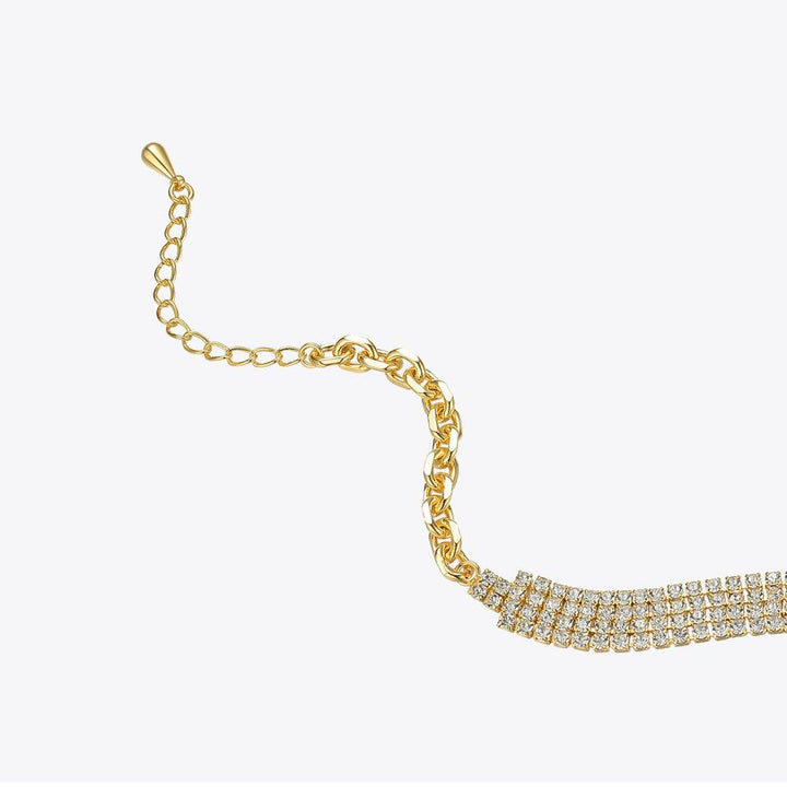 18K Gold Plated Brass Zircon Clavicle Chain - Trendha