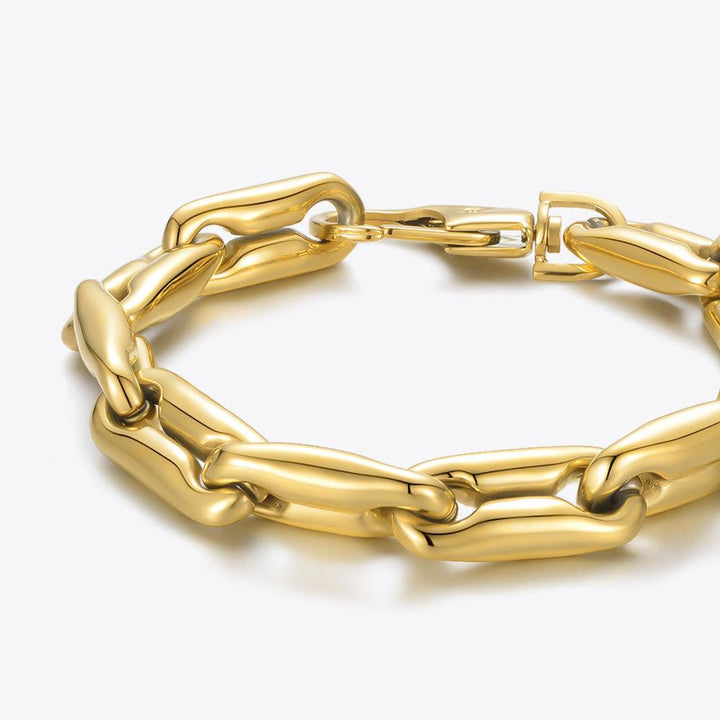 18K Gold Plated Chunky Chain Lobster Buckle Bracelet - Trendha