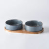 color: Light Gray Double Bowl Set