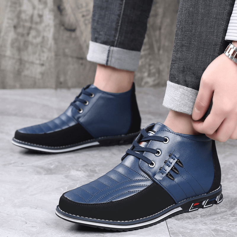 Men's Soft Sole Lace-Up Business Casual Ankle Boots in Classic Style - Trendha