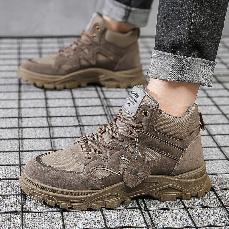 Men Synthetic Suede Splicing Canvas Soft Wearable Casual Tooling Boots
