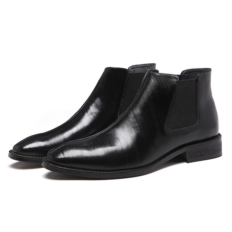 Spring Pointed Toe British Style Men's Leather Chelsea Boots