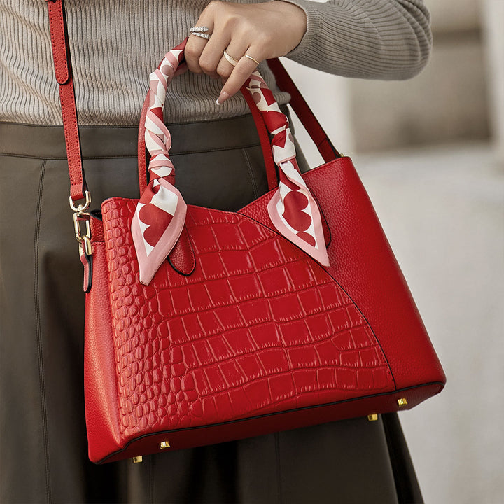 Elegant White Genuine Leather Shoulder Bag