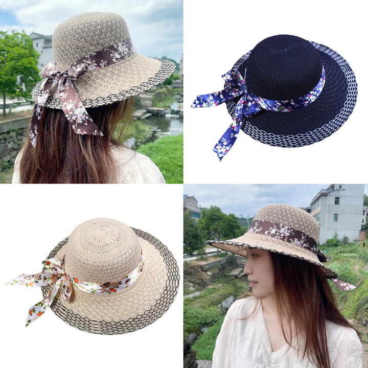 Elegant Floral Ribbon Sun Hat