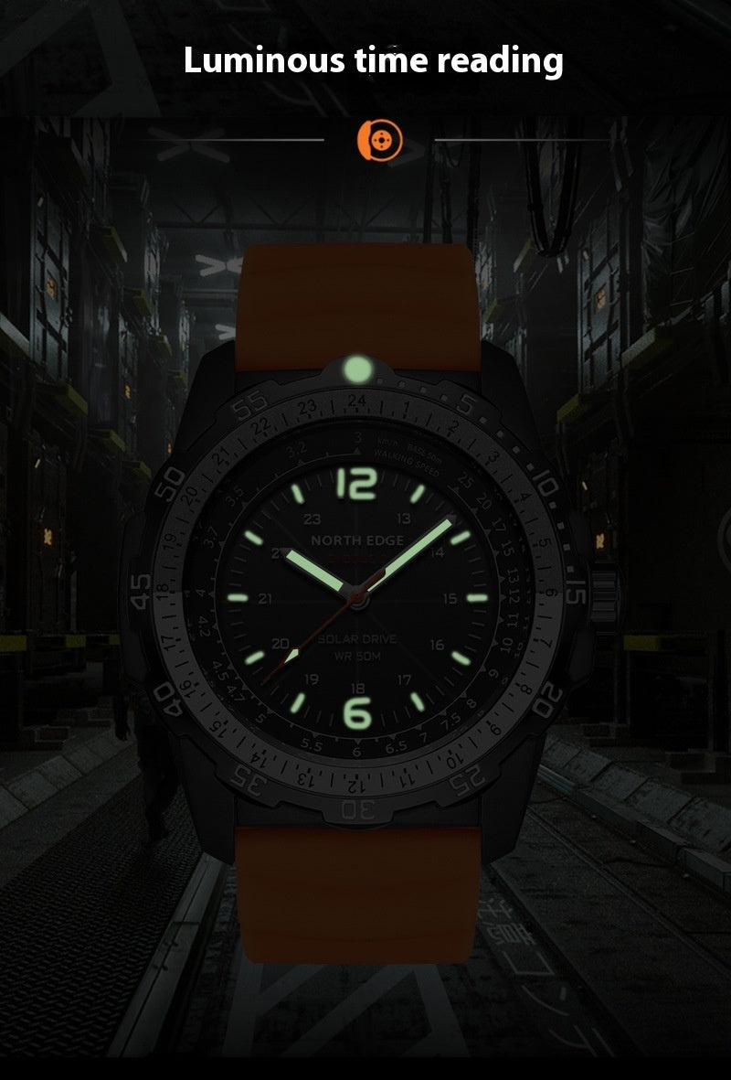 Outdoor Sports Waterproof Solar Rechargeable Watch Eco-Drive Luminous Long Endurance Swimming Men&