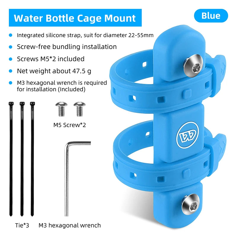 Adjustable Bicycle Water Bottle Holder with Integrated Strap