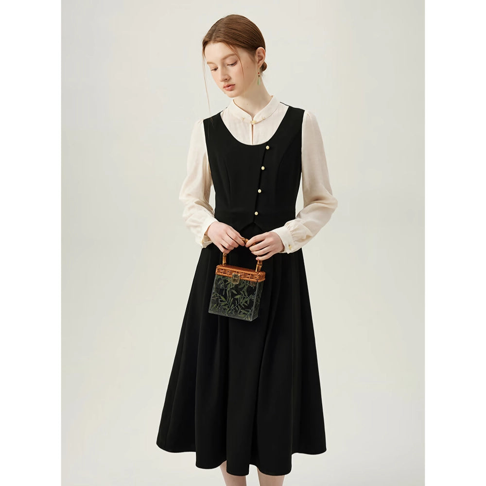 Elegant Office Lady A-Line Dress with Turtleneck