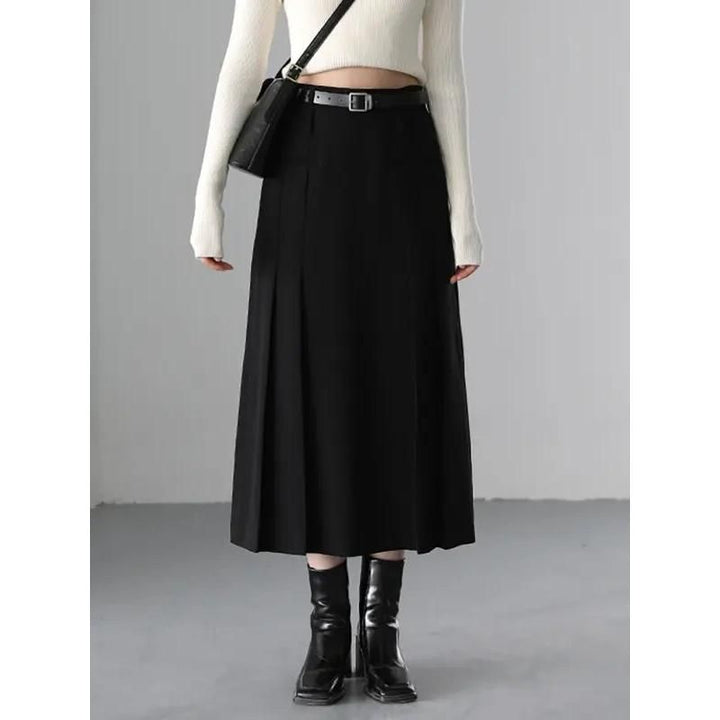 Elegant High Waist Pleated A-Line Skirt