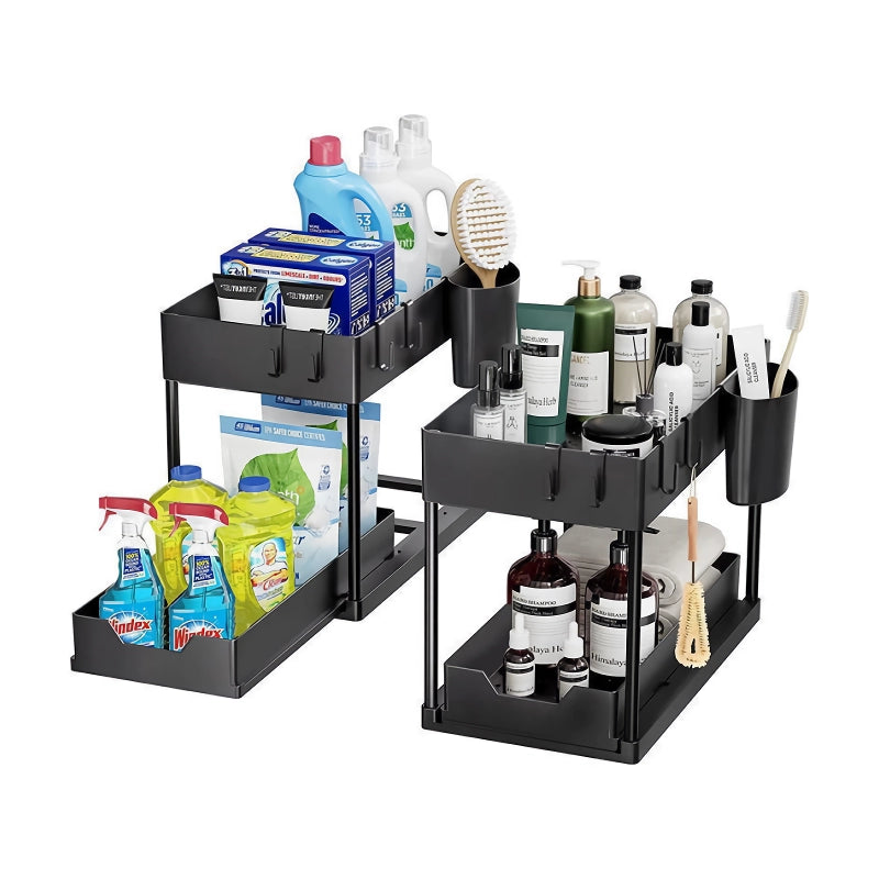 Two Tier Under Sink Sliding Cabinet Organizer