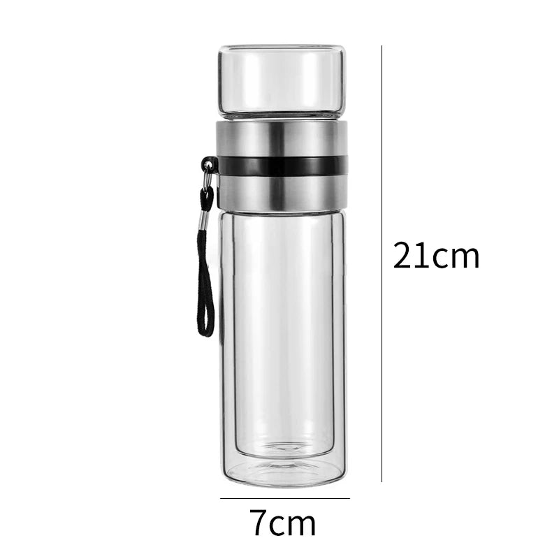 Creative Insulated Glass Water Bottle with Tea Infuser