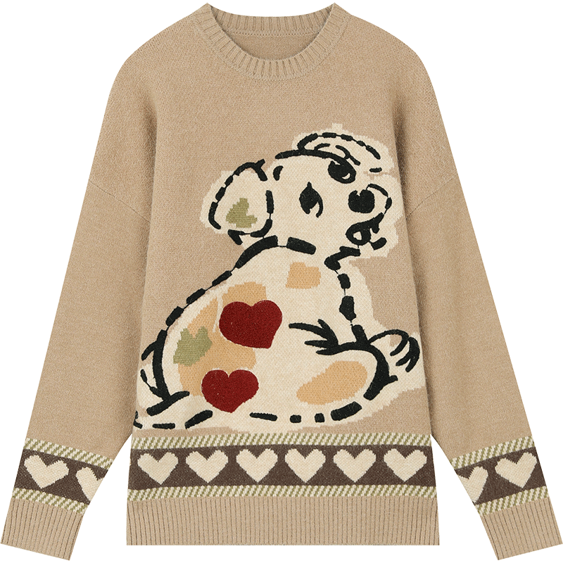 Adorable Kawaii Dog Loose Pullover Sweater