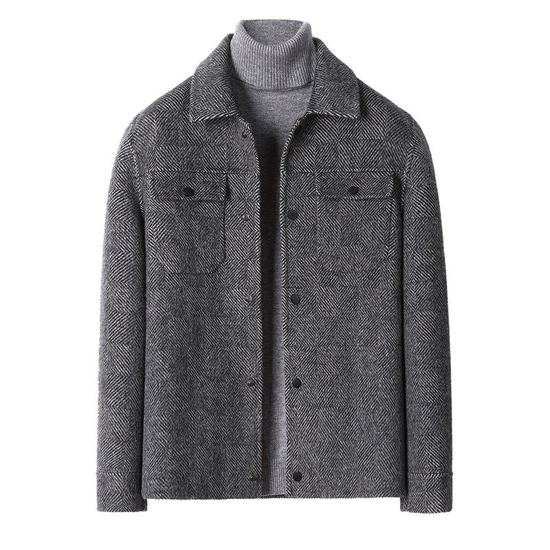 New Alpaca Double-faced Woolen Goods Cashmere Short Wool Jacket Men