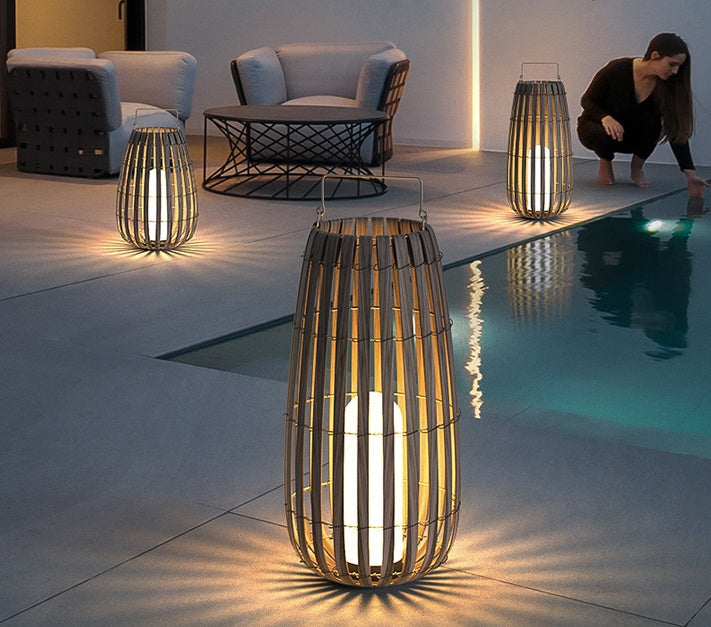 Solar Powered Rattan Lawn Portable Light