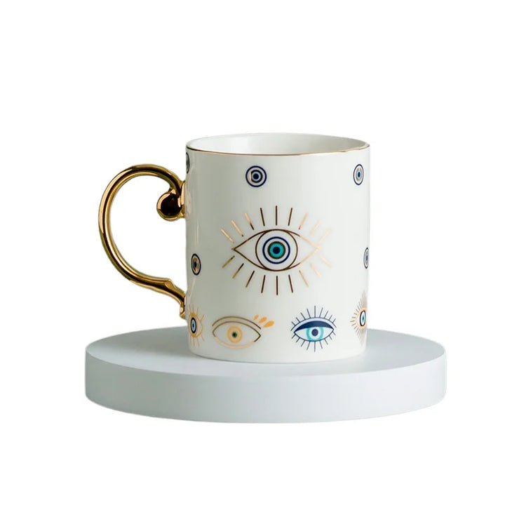 Luxury Gold-plated Devil's Eye Ceramic Coffee Mug