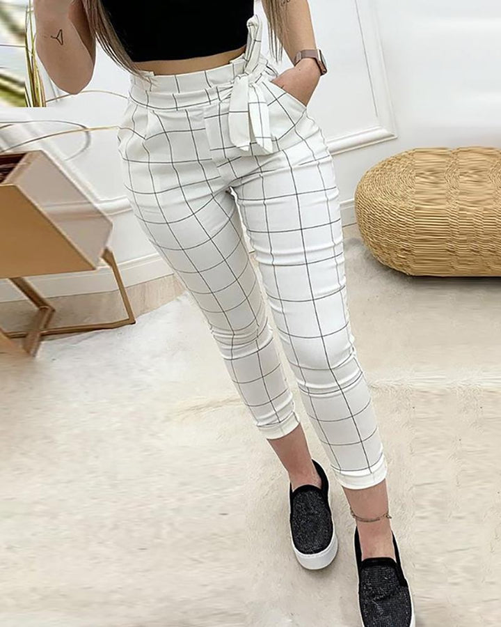 Women's white plaid pants