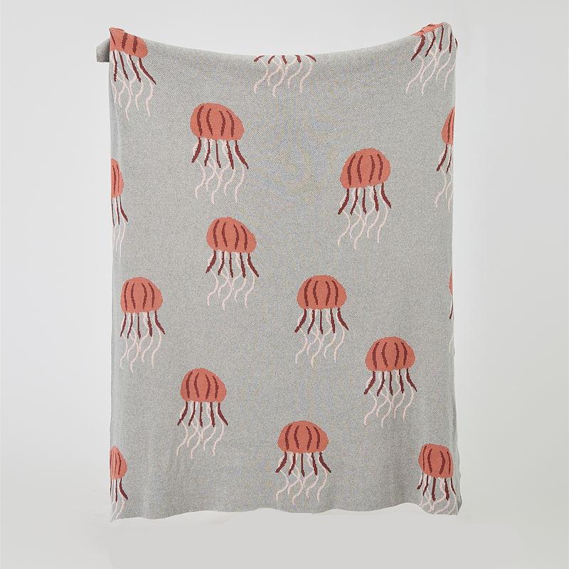 Kawaii Jellyfish Pattern Cotton Knitted Blanket