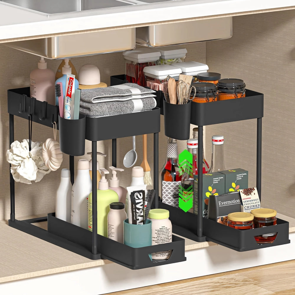 Two Tier Under Sink Sliding Cabinet Organizer