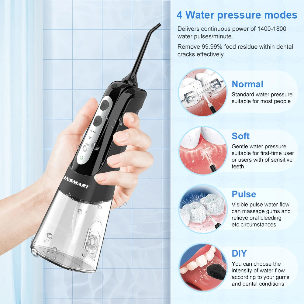 Portable Waterproof Oral Irrigator - Rechargeable Water Flosser