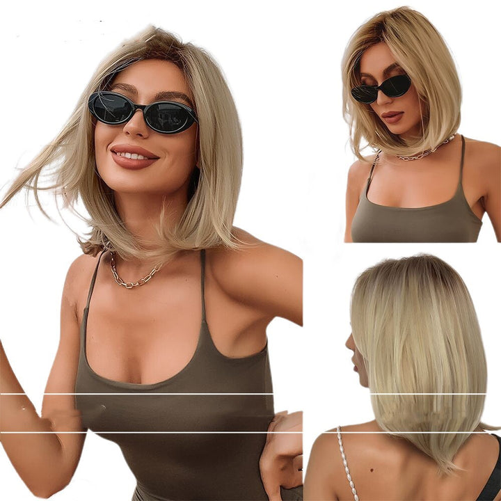 Full-head Wig Fashion Split Golden Hair Tail Wig For Women