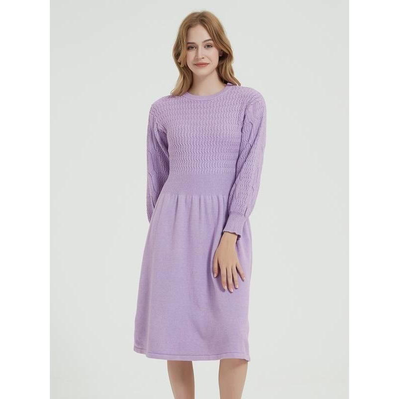 Elegant Long Sleeve Knitted Sweater Dress