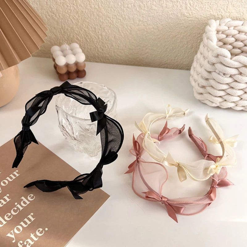 Fashion Bow Knot Lace Mesh Headband