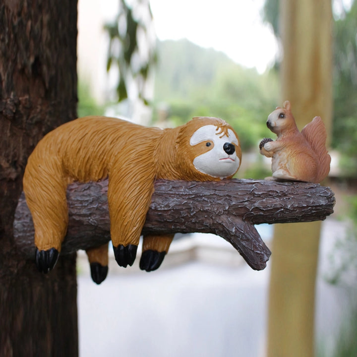 Adorable Sloth and Squirrel Tree Hanging Resin Ornament Set