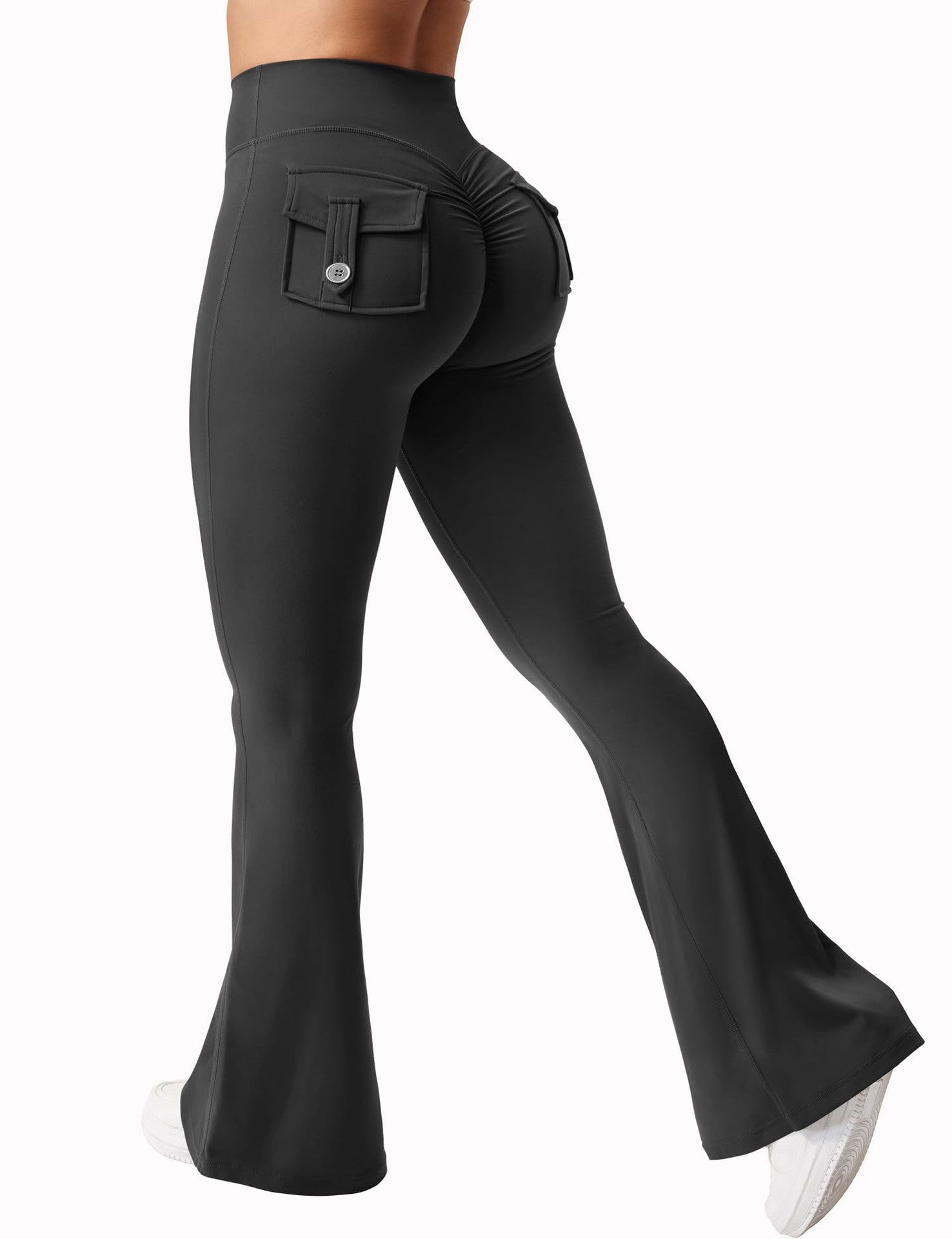 Cargo Pocket Elastic High Waist Workout Women&