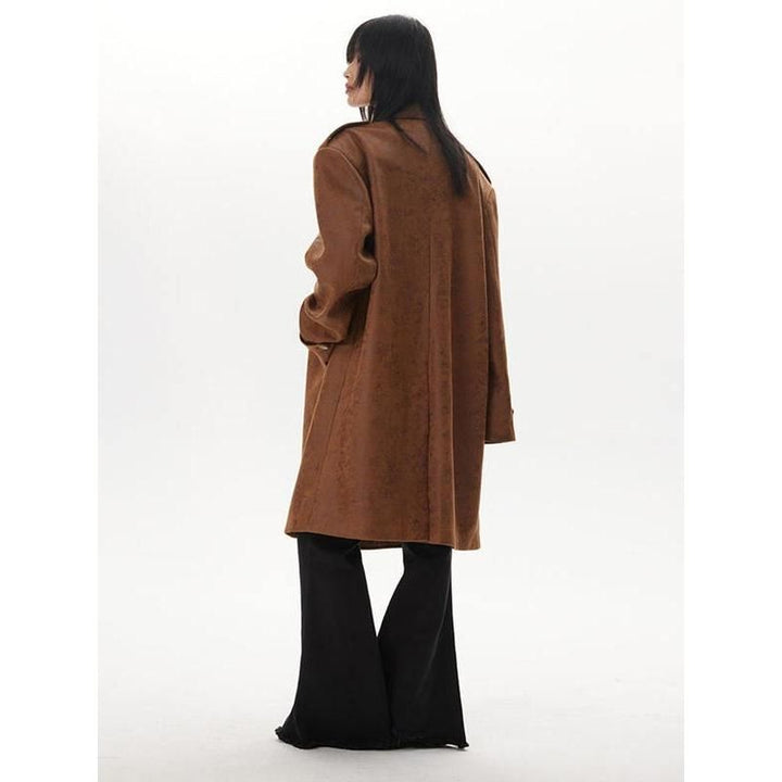 Women's Vintage Thick Leather Trench Coat