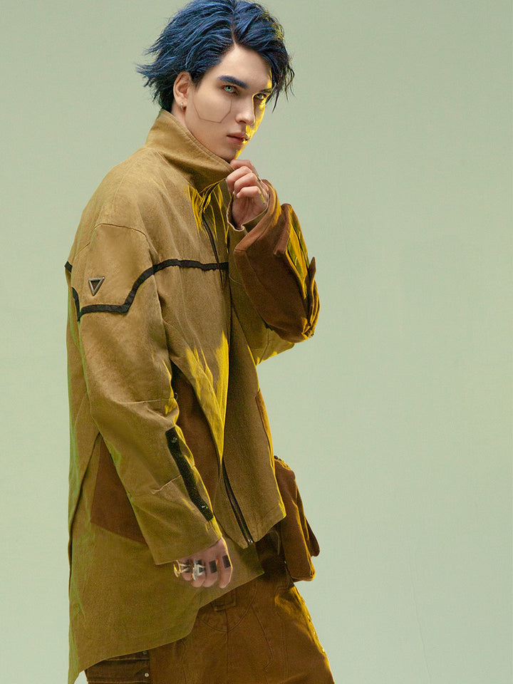 Asymmetric Medium And Long Sandstone Wind Coat