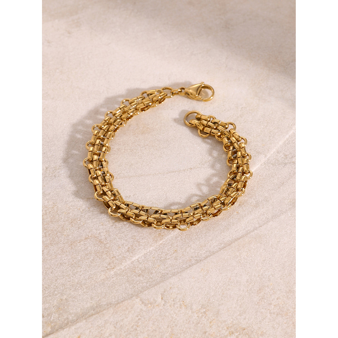 18K Gold Plated Heavy Duty Ring Clasp Braided Bracelet