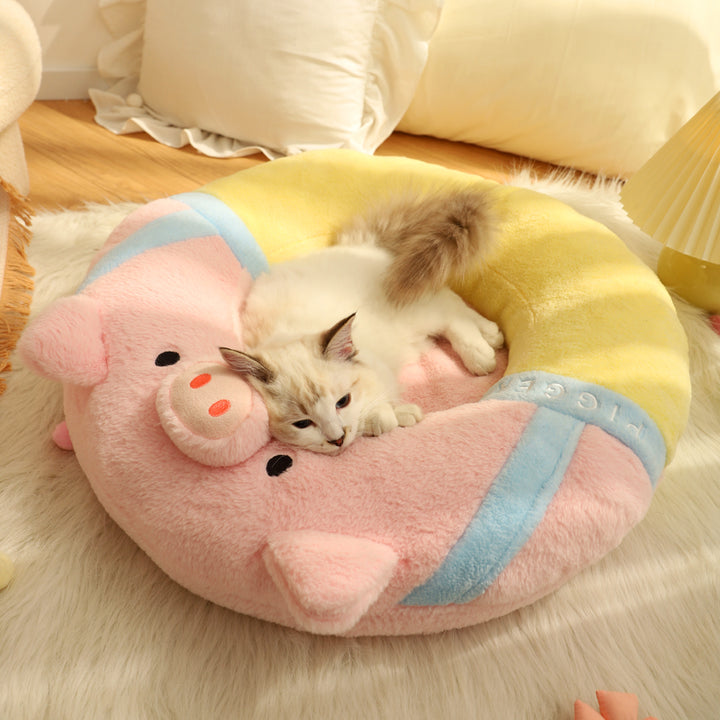 Pink Pig Shaped Cat Bed