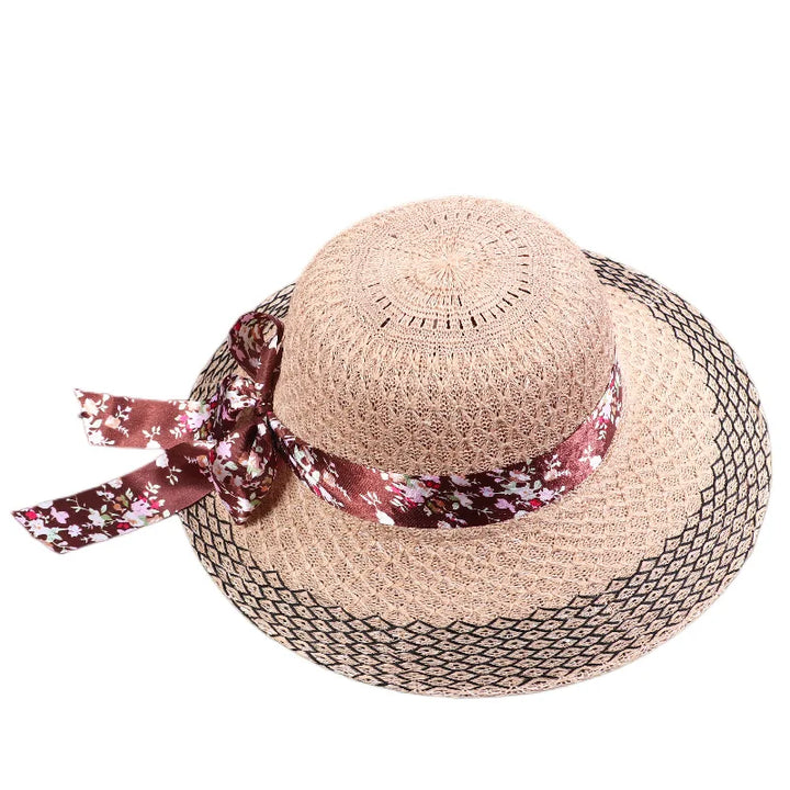 Elegant Floral Ribbon Sun Hat