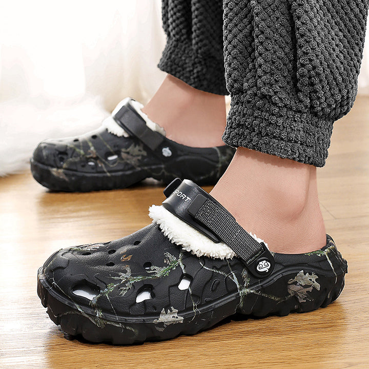 Cotton Home Thick-soled Slippers Fleece-lined Warm Closed Toe Cotton Shoes