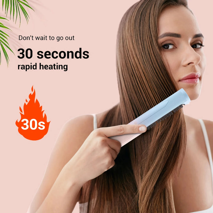 Portable Wireless Hair Styling Brush: Fast-Heating USB Rechargeable Straightener & Curler