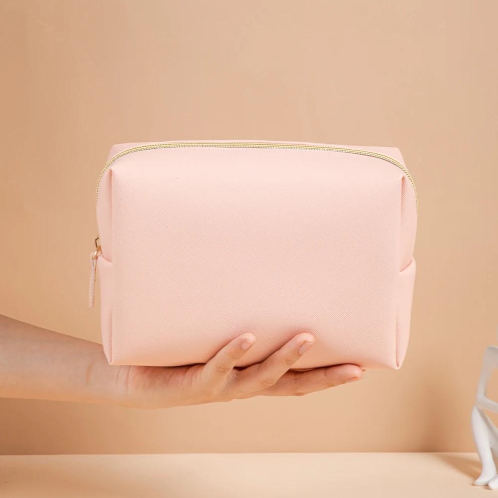 Luxury PU Leather Travel Cosmetic Bag - Zippered Makeup Organizer in Multiple Sizes