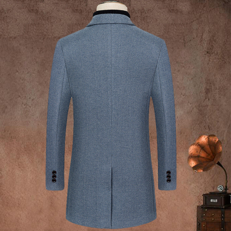 Men's Lapel Herringbone Slim-fit Cashmere Coat