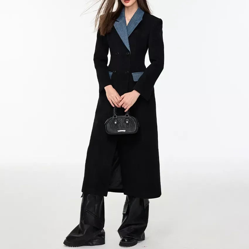 Double Breasted Trench Coat Contrasting Colors