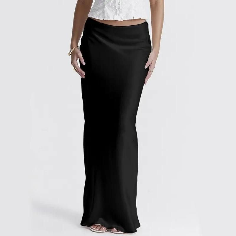 Elegant High Waist Satin Maxi Skirt
