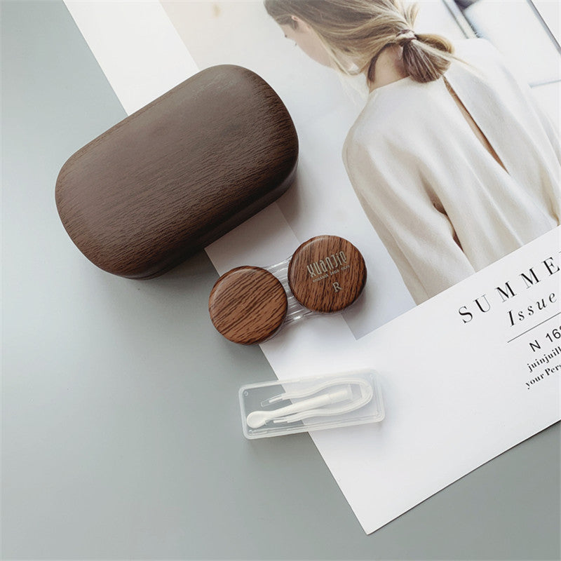 Retro Wood Grain Contact Lens Case